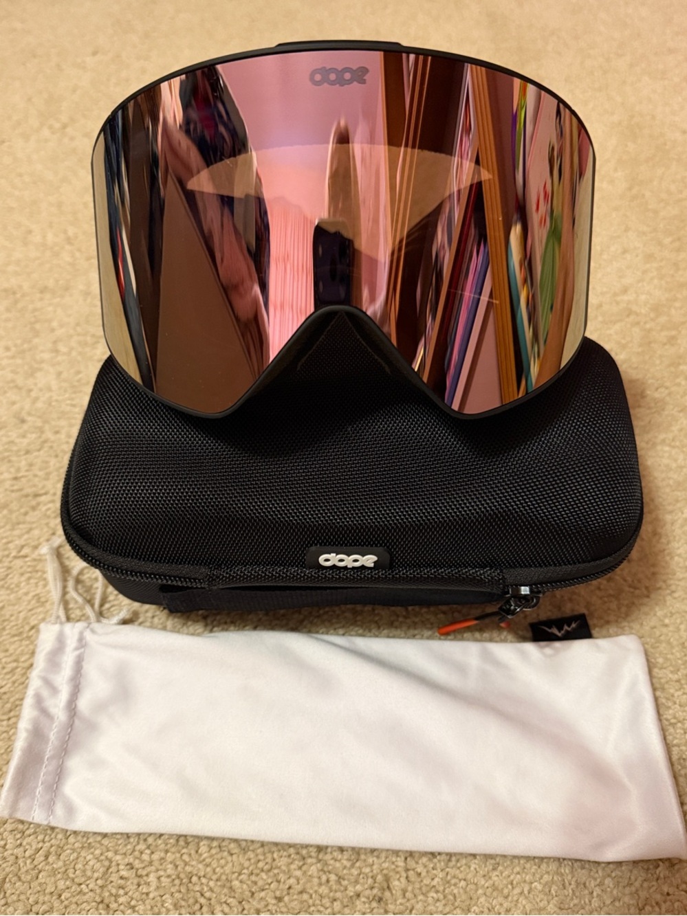 DOPE Pink Rose Mirrored Snow Goggles (Unisex)